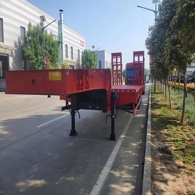 Semiremolques de piso plano de carga baja de 40 pies para el transporte de contenedores y máquinas