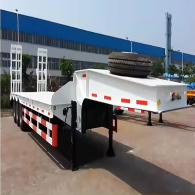 Semiremolques de piso plano de carga baja de 40 pies para el transporte de contenedores y máquinas