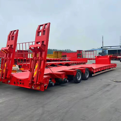 Cargador de excavadora de diseño de 60 t Desmontable de cuello de ganso Lowboy Remolque de camión de cama baja Semi remolque