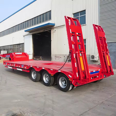 13m 3 Ejes Usado Trailer de cama baja para el mercado de África Trailer de cama plana Camionetas