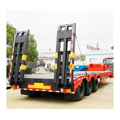 Pierna de aterrizaje manual 60 toneladas de carga pesada camión remolque de lecho bajo para el transporte de contenedores 40FT