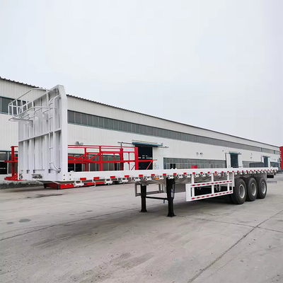 Pierna de aterrizaje manual 60 toneladas de carga pesada camión remolque de lecho bajo para el transporte de contenedores 40FT