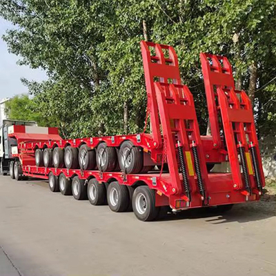 Pierna de aterrizaje manual 60 toneladas de carga pesada camión remolque de lecho bajo para el transporte de contenedores 40FT