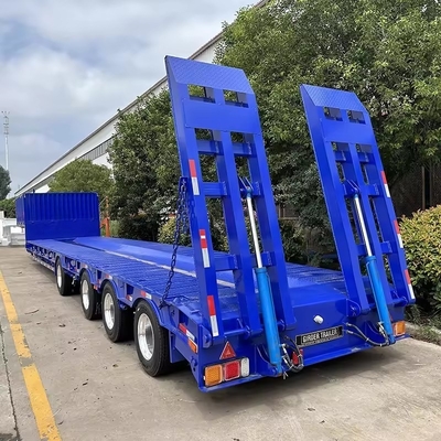 Transporte de placas de energía eólica Remolque de cama media baja de 150 toneladas Capacidad Suspensión de resorte de hojas