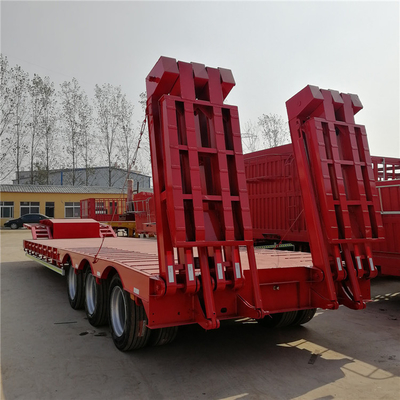 4 Ejes Lowboy Semi remolque para el transporte de excavadoras de 60 70 80 toneladas