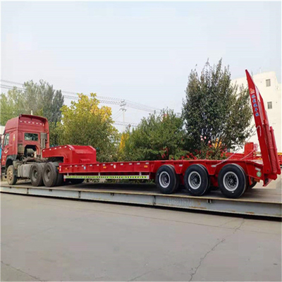 4 Ejes Lowboy Semi remolque para el transporte de excavadoras de 60 70 80 toneladas
