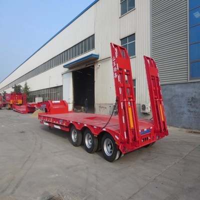Remolque de acero de lecho plano 20FT 40FT 3/4/5 Ejes Semirremolque de lecho bajo para transporte de contenedores