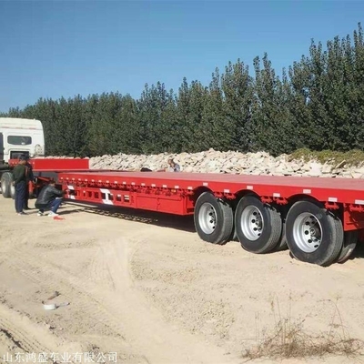 Remolque de acero de lecho plano 20FT 40FT 3/4/5 Ejes Semirremolque de lecho bajo para transporte de contenedores