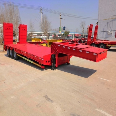 Remolque de acero de lecho plano 20FT 40FT 3/4/5 Ejes Semirremolque de lecho bajo para transporte de contenedores