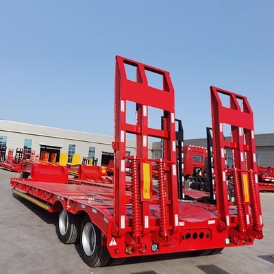 Tipo MacPherson Suspensión 40-80ton 4 Eje Telescópico Semi remolque de cama baja extendida