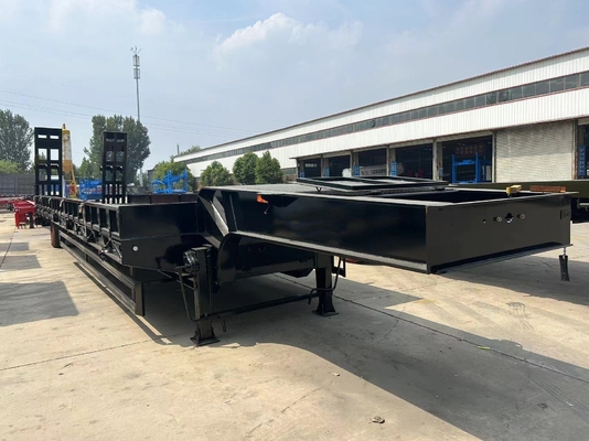 Semi-remolque de 3 ejes de 60 toneladas de cubierta inferior de cubierta plana de cama baja para el transporte de carga pesada