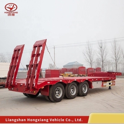 Personalización de 80 toneladas de carga baja de cuello de ganso / Lowbed / Lowboy Low Bed Trailer con 3 ejes