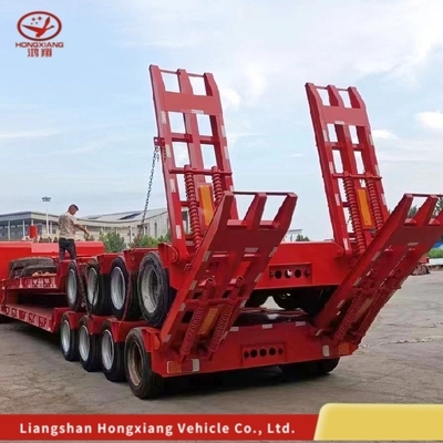 Personalización de 80 toneladas de carga baja de cuello de ganso / Lowbed / Lowboy Low Bed Trailer con 3 ejes