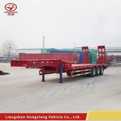 Personalización de 80 toneladas de carga baja de cuello de ganso / Lowbed / Lowboy Low Bed Trailer con 3 ejes