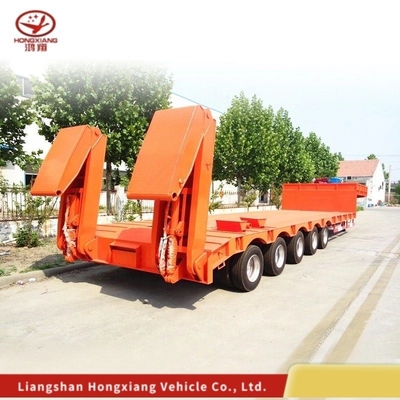 Personalización de 80 toneladas de carga baja de cuello de ganso / Lowbed / Lowboy Low Bed Trailer con 3 ejes