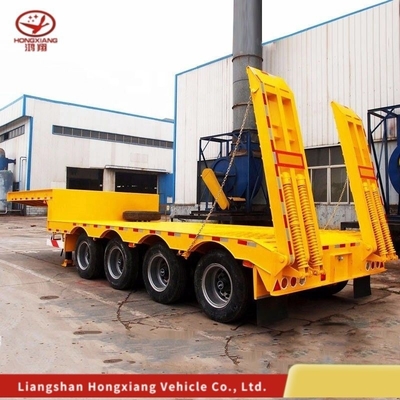Personalización de 80 toneladas de carga baja de cuello de ganso / Lowbed / Lowboy Low Bed Trailer con 3 ejes