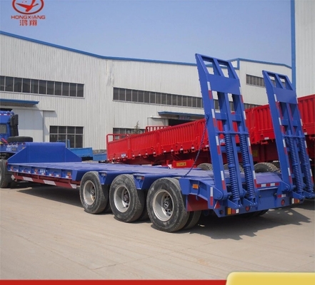 Personalización de 80 toneladas de carga baja de cuello de ganso / Lowbed / Lowboy Low Bed Trailer con 3 ejes