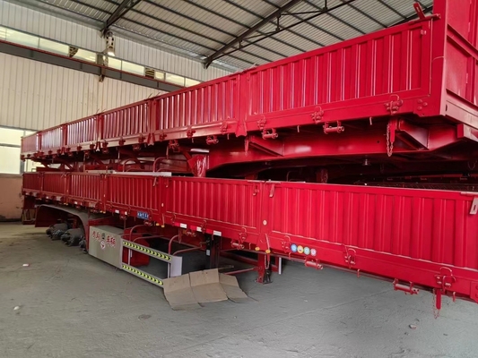 Sistema de suspensión del brazo cruzado 3 Eje de carga a granel Pared lateral del semirremolque con materiales