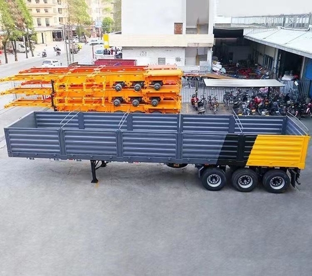 Semirremolque de tres ejes de pared lateral remolque de carga a granel de tipo cerco con capacidad de 5,5 toneladas