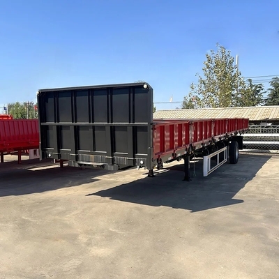 2/3/4 Eje de acero chino de pared lateral de semirremolque plano para el transporte de carga pesada