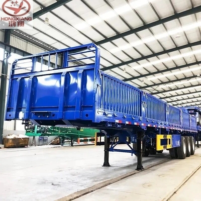 Remolque de 50 toneladas de carga pesada de 3 ejes de 13 m para transporte de carga con pared lateral y valla