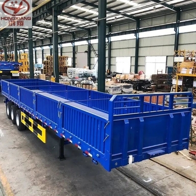 3 ejes 60 toneladas de tipo furgoneta de carga multifunción de transporte marítimo de piezas planas de pared lateral de semirremolque