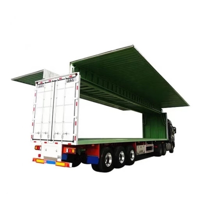 Semi-remolque de transporte de contenedores de tipo caja de acero de 12 metros con ala giratoria