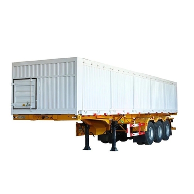 Semi-remolque de transporte de contenedores de tipo caja de acero de 12 metros con ala giratoria
