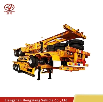 2 Ejes 40 FT Semi remolque de cuello de ganso con cama baja Esqueleto Semi remolque de caída Contenedor de envío