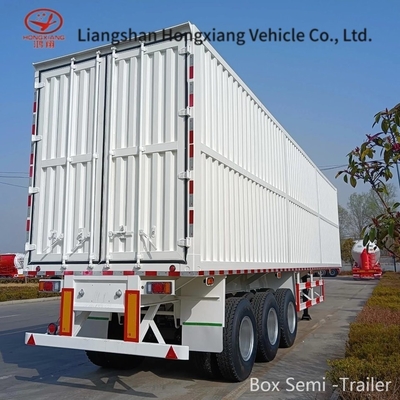 Acero de trabajo medio 3 ejes 12 ruedas Van Box Semi-remolque para transporte de carga Box trailer