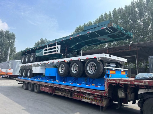 8.12.16 neumático 3/4 eje 60 toneladas transporte de contenedores de cubierta plana camión remolque semirremolque