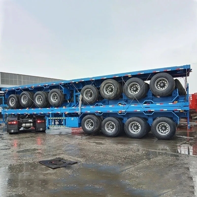 1820 mm de banda de rodamiento 4 ejes Semirremolque plano Remolque de transporte para cargas pesadas