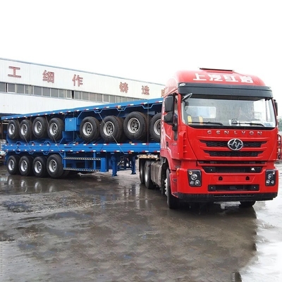 1820 mm de banda de rodamiento 4 ejes Semirremolque plano Remolque de transporte para cargas pesadas
