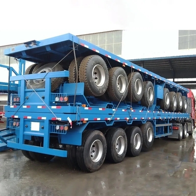 1820 mm de banda de rodamiento 4 ejes Semirremolque plano Remolque de transporte para cargas pesadas
