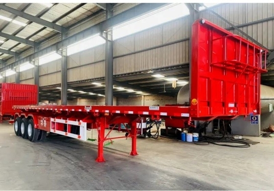 Contenedor de transporte de 3 ejes de 20 pies de lecho plano Semirremolque con capacidad de carga de 60 toneladas