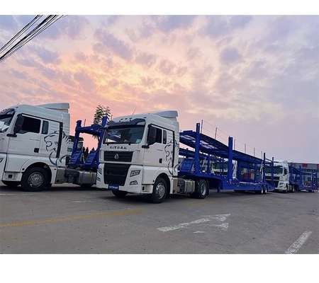 2 Ejes de transporte de automóviles de 80 toneladas Camión remolque de punto medio para el transporte de acero pesado